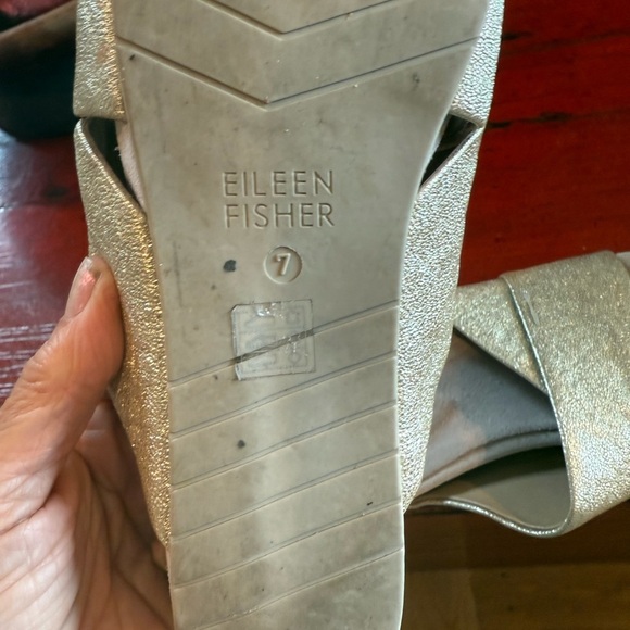 Eileen Fisher Shimmering Gold Crisscross Mules - Picture 3 of 6